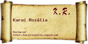 Karai Rozália névjegykártya
